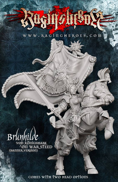 Brunhilde à Cheval avec Grande Bannière