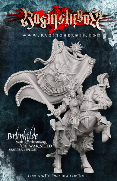Brunhilde à Cheval avec Grande Bannière