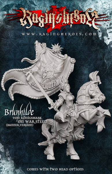 Brunhilde à Cheval avec Grande Bannière