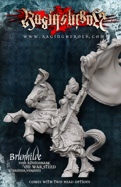 Brunhilde à Cheval avec Grande Bannière