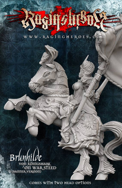 Brunhilde à Cheval avec Grande Bannière