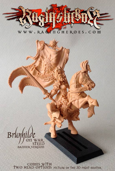 Brunhilde à Cheval avec Grande Bannière